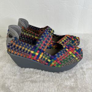 Bernie Mev Shoes Lulia Mary Jane Multicolor Comfort Wedge Woven Womens 36/5